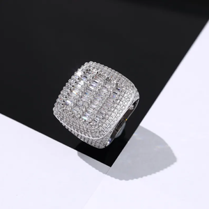 Hip Hop Style 925 <b>Silver</b> Fully Iced Diamond <b>Ring</b> Mixed Inlay Geometric Shape Moissanite Bling <b>Ring</b> for <b>Men</b> and Women Gift - Product Image 1