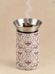 Brûleur d'encens en bois élégant avec bol en acier inoxydable pour un style traditionnel et une décoration intérieure raffinée - Product Image 2