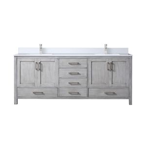 Grigio anticato 80 pollici. L X 22 Pollici Mobile Bagno Doppio con Top in Quarzo Bianco e Set Rubinetto per Vanità da Bagno - Product Image 1