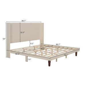Elegante letto King Size Beige con testata alta 54 \ "alta qualità Design confortevole con schienale alto per la lettura e il relax - Product Image 5