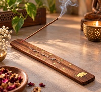 Porte-encens en bois artisanal avec cendrier pour la méditation et la décoration intérieure, vente en gros