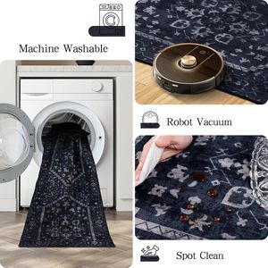 Set di 3 Tappeti da Cucina Boho Blu Navy, Lavabili, Antiscivolo, Morbidi, per Cucina, Corridoio, Bagno, Lavanderia, Tappeti Decorativi per Tutti i Pavimenti - Product Image 4