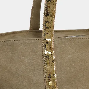 women's new retro shoulder crossbody bag casual <b>handbag</b> canvas shoulder bag <b>sequin</b> large capacity tote bag - Product Image 4