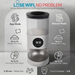 Dispensador Automático de Comida Seca para Perros y Gatos: Comedero para Mascotas con Temporizador y Conexión WiFi, Control por Aplicación y Modo Manual Programable Adicional - Product Image 2