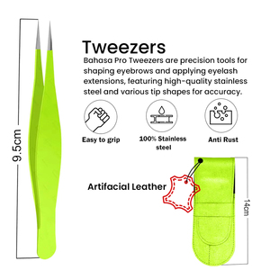 Pinzas Profesionales para Cejas con Punta Puntiaguda, Acero Inoxidable, Herramienta de Belleza de Precisión, Reutilizables, para Depilación, con Estuche Verde Moderno Incluido - Product Image 6