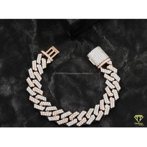 Luxury Two Tone Rose Gold Iced Out Moissanite Cuban Link Bracelet with VVS Diamond Simulant Stones for Men and Women - Product Image 2