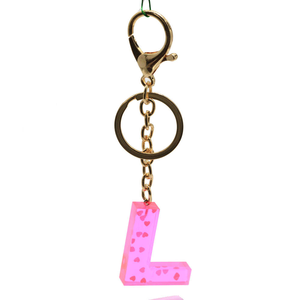 100pcs Transparent Glitter Confetti Resin Keychain Gold Lobster Clasp Key <b>Chains</b> <b>Initial</b> Alphabet Letter Crafts a to Z - Product Image 4