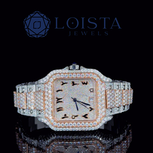 Reloj de Lujo para Hombre Loista Jewels, de Cuarzo, con Cristales, Acero Inoxidable, Dorado, con Diamantes Moissanite, Estilo Hip Hop, Personalizado, de Alta Calidad - Product Image 1