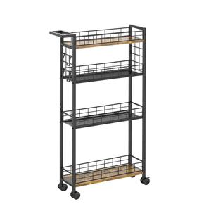 Carrito de almacenamiento con ruedas de malla metálica, organizador de cocina, estante para el hogar, carrito de alambre de acero negro para verduras. - Product Image 5