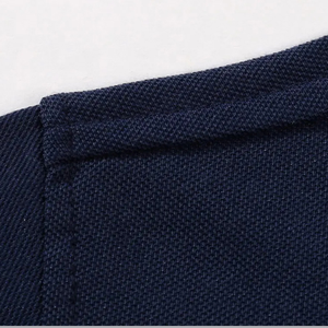 Men's <b>Navy</b> <b>Blue</b> Short Sleeve <b>Polo</b> <b>Shirt</b> Knitted Cotton Casual Button Down Solid Color Breathable Regular Fit - Product Image 4