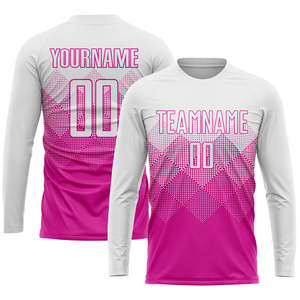 Uniforme de fútbol personalizado, camiseta de fútbol con diamantes geométricos en rosa y blanco, nombre del equipo personalizado, pantalones cortos, kit completo para hombres, jóvenes y adultos - Product Image 4