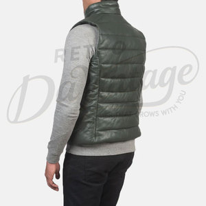 Gilet matelassé en cuir noir de qualité supérieure pour homme, véritable peau de mouton, sans manches, veste d'hiver rembourrée, gilet pour homme - Product Image 3