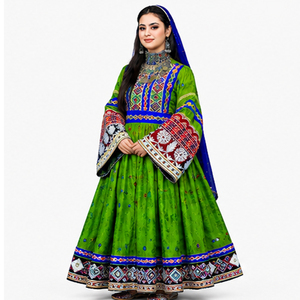 Salwar Kameez Tradicional de Algodón Verde con Detalles Bordados para Mujer, Ropa Étnica para Bodas, Vestidos Afganos Kuchi para Mujer - Product Image 1