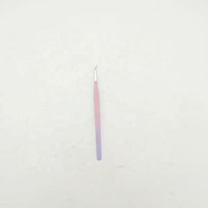 Pince à cils 45 degrés avec logo personnalisé Étiquette personnalisée enduite de poudre rose violet à pointe polie en acier inoxydable durable - Product Image 1