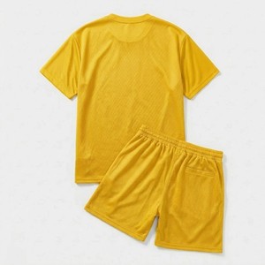 Men's Yellow <b>Two</b> <b>Piece</b> Sportswear <b>Set</b> Breathable <b>Mesh</b> T-Shirt and Shorts Casual Summer Gym Outfit Quick Dry Athletic Wear - Product Image 5