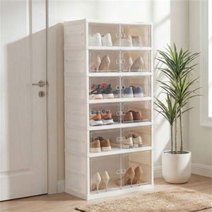 Scarpiera Pieghevole a 6 Livelli con Porta Trasparente, Montaggio Senza Attrezzi, Organizzatore per Ingresso e Armadio - Product Image 2