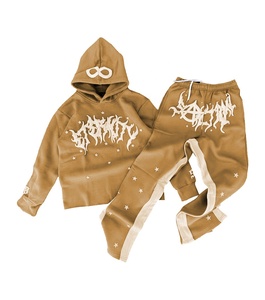 Survêtement pour homme à capuche avec logo personnalisé, lavage à l'acide, de haute qualité, en polyester/coton, streetwear, vêtements de sport tendance - Product Image 2