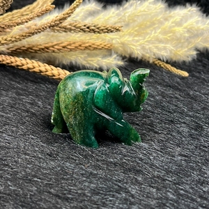 Green Jade <b>Elephant</b> Hand Carved Natural Gemstone Figurine Wealth Protection Feng Shui Decor Collectible Wholesale Rajasthan - Product Image 5