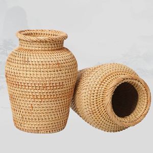 Rattan Woven Vintage <b>Vase</b> <b>Small</b> Round Floral Plants for Farmhouse Home Decor At Wholesale Price From India - Product Image 3