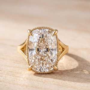 Diamant de laboratoire certifié IGI 5 carats taille coussin allongée, minimaliste, en or massif 10K 14K 18K, couleur E VVS, pour fiançailles - Product Image 1