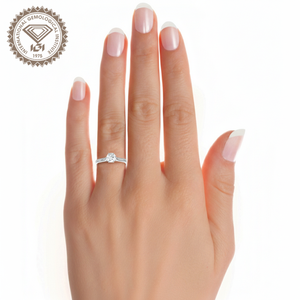 Bague solitaire moderne ANIVA pour femme en or blanc 14 carats, diamant de laboratoire certifié IGI VS1 couleur D 1-5 carats taille brillant, sertie à griffes - Product Image 3