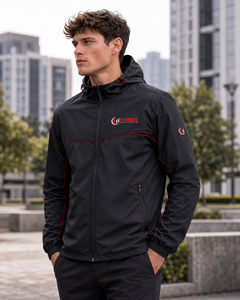 เสื้อแจ็คเก็ตกันลมสำหรับผู้ชาย FLY HUMBLE SPORTSWEAR รุ่นฤดูหนาว ผ้า softshell แบบกำหนดเองได้ ราคาประหยัด แฟชั่นลำลอง ระบายอากาศได้ดี มีฮู้ด ผ้าฟลีซ ไนลอน/คอตตอน - Product Image 3