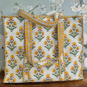 Bolso Tote de Algodón Acolchado con Cierre de Cremallera y Bordado Bohemio de Advik, Bolso de Compras Multiusos Ecológico para Mujer - Product Image 1