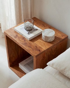 Mesitas de Noche Modernas de Madera de Teca Sólida con Almacenamiento, Acabado Marrón de Alta Calidad para Muebles de Dormitorio en Apartamentos - Product Image 6