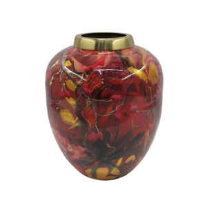 Florero de Vidrio Moderno con Estampado Floral y Borde Dorado, Florero Decorativo para Mesa, para Decoración del Hogar y Bodas - Product Image 5