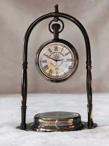 Vintage Nautical Desk <b>Clock</b> Round Analog Table Timepiece Decorative Brass Tone <b>Clock</b> for Home Office - Product Image 4