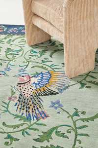 Alfombra Moderna de Lana Hecha a Mano con Diseño Abstracto en Verde Oliva, Lavable, para el Hogar o para Picnic - Product Image 4