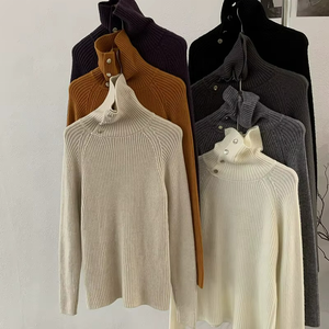 เสื้อไหมพรมคอโอเวอร์ไซส์แบบซิปครึ่งตัวสำหรับผู้หญิง รุ่นพื้นฐานสั่งทำได้ - Product Image 5