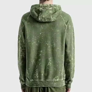 Men's Regular Fit Hooded Sweatshirt Solid Color Washed Cotton Fleece <b>Lightweight</b> Plain Dyed 500g Streetwear Customizable Pocket - Product Image 3