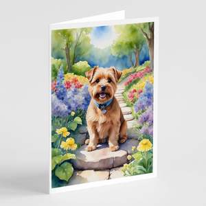 Norfolk Terrier Whimsical A7 Size 5x7 Blank <b>Note</b> <b>Cards</b> Pack of 8 Spring Path <b>Greeting</b> <b>Cards</b> with Envelopes - Product Image 1