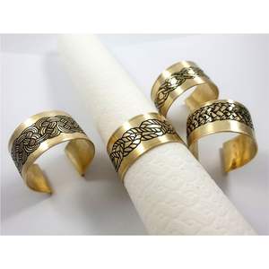 Lot de porte-serviettes en cuivre martelé pour décoration de table de mariage, élégant anneau en métal or rose pour banquets, événements et restaurants - Product Image 2