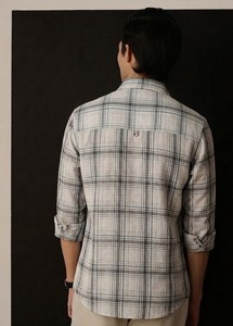 Men's Double Breasted Plaid Casual Shirt Full Sleeve Turn-<b>down</b> Collar Linen Cotton Breathable ODM Summer Wear - Product Image 3