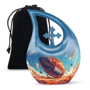 Urne de crémation en métal gris Pot commémoratif Urne pleine grandeur pour cendres Urne funéraire en forme de larme avec sac en velours gratuit - Product Image 6