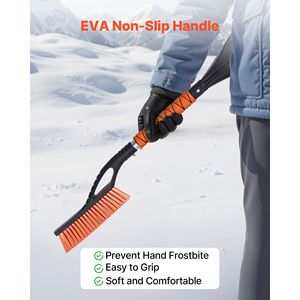 Brosse à neige en aluminium de 27 pouces avec grattoir à glace pour pare-brise de voiture, avec poignée en mousse, outil de dégivrage sans rayures en plastique - Product Image 4