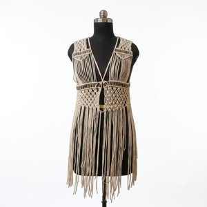 Vestido de Macramé Hecho a Mano con Borlas, Estilo Bohemio, Chaleco sin Mangas con Flecos, Cárdigan para Mujer - Product Image 1