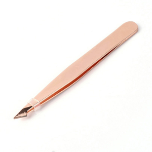 High Quality Stainless Steel Slant Tip Eyebrow Tweezers Private Label OEM Beauty Grooming Dressing <b>Tool</b> - Product Image 1
