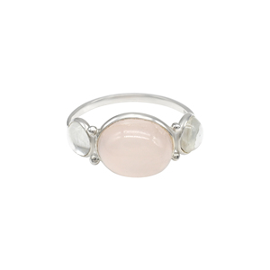 Bague en argent sterling 925 pour femme, ornée de quartz rose naturel et de topaze blanche, vente en gros, fournisseur de bagues d'anniversaire de mariage - Product Image 2