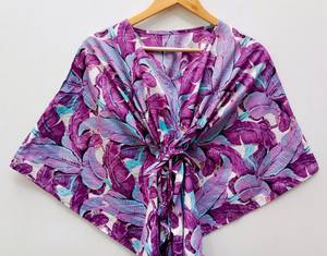 Kurta/Kurti de Algodón Textil Rajasthani, Ropa de Dormir Unisex, Suave, Transpirable, de Secado Rápido, Corte Holgado, Largo hasta la Rodilla, Informal, para Verano y Playa - Product Image 1