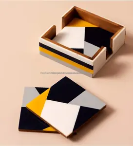 Sous-verres en bois et résine époxy de pin de luxe, vente en gros, pour la décoration de table, de Falak World Export - Product Image 2