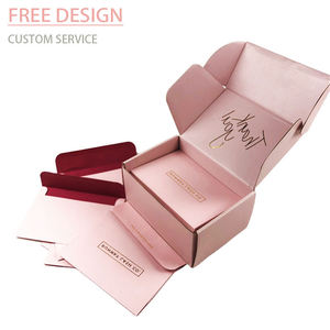 Boîte d'expédition rose personnalisée avec logo, emballage cosmétique en feuille d'or - Product Image 3