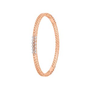 กำไลข้อมือทองคำโรสโกลด์ 14K ประดับเพชรทรงกลมเพาะเลี้ยงลายฉลุ - Product Image 3