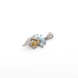 Ensemble pendentif et boucles d'oreilles en argent sterling 925 avec citrine naturelle et topaze bleue, plaqué rhodium, bijoux fins OEM ODM - Product Image 5