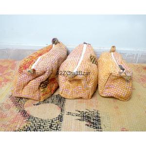 Cotton Kantha Fabric Eco-Friendly Durable Multi-Function Cosmetic Organizer <b>Case</b> Zipper Closure Soft Handle Lightweight Tassel - Product Image 2