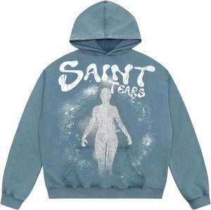 Sweat-shirt à capuche imprimé Saint Tears pour femme, coupe oversize en coton, avec logo au dos, idéal pour l'automne - Product Image 1
