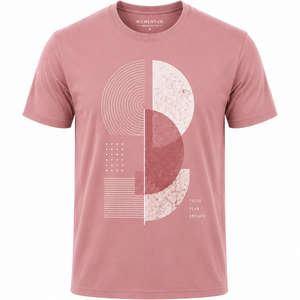 T-shirt à manches courtes rose pour homme Momentum, col rond, coupe classique, 100% coton jersey, logo imprimé géométrique sur le devant, décontracté, respirant, 180g - Product Image 1