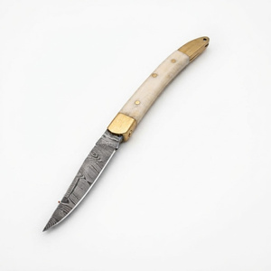 Cuchillo de Bolsillo Jexmoo Hecho a Mano con Acero de Damasco y Mango de Micarta, Hoja Recta con Punta de Clip, 9 Pulgadas, 14 Días de Garantía - Product Image 6